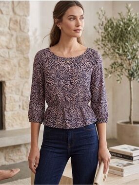 I Love H-81 Floral Pendulum Blouse Size Large. Work Brunch Chic Feminine